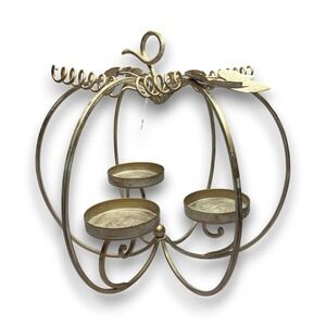 VTG Gold Metal Cinderella Pumpkin Carriage Centerpiece Stand Candle Holder Fairy